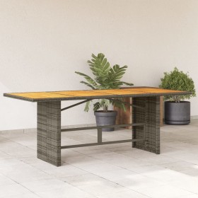 Garden table gray PE rattan wooden surface 190x80x74 cm by , Garden tables - Ref: Foro24-365310, Price: 212,34 €, Discount: %