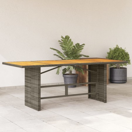 Garden table gray PE rattan wooden surface 190x80x74 cm by , Garden tables - Ref: Foro24-365310, Price: 212,17 €, Discount: %