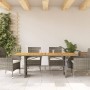 Garden table gray PE rattan wooden surface 190x80x74 cm by , Garden tables - Ref: Foro24-365310, Price: 212,17 €, Discount: %