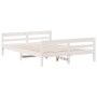 Bed frame with white pine wood headboard 120x200 cm by , Beds and slatted bases - Ref: Foro24-842791, Price: 190,08 €, Discou...