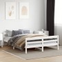 Bed frame with white pine wood headboard 120x200 cm by , Beds and slatted bases - Ref: Foro24-842791, Price: 190,08 €, Discou...