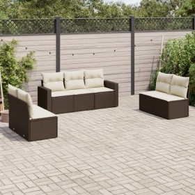 7-piece garden sofa set with brown PE rattan cushions by , Modular outdoor sofas - Ref: Foro24-3251170, Price: 412,62 €, Disc...