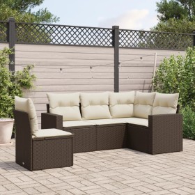 5-piece garden dining set and brown synthetic rattan cushions by , Modular outdoor sofas - Ref: Foro24-3251310, Price: 353,99...