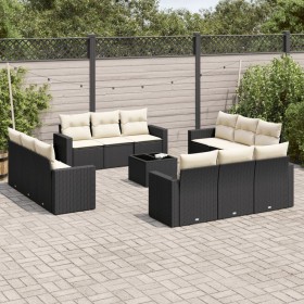 Set de sofás de jardín y cojines 13 pzas ratán sintético negro de , Sofás modulares de exterior - Ref: Foro24-3251113, Precio...