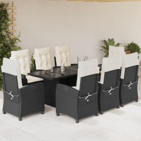 Set de comedor de jardín 9 pzas y cojines ratán sintético negro de , Conjuntos de jardín - Ref: Foro24-3212682, Precio: 1,00 ...