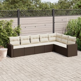 7-piece garden sofa set with brown PE rattan cushions by , Modular outdoor sofas - Ref: Foro24-3251390, Price: 453,99 €, Disc...