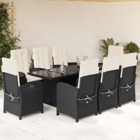 Set de comedor de jardín 9 pzas y cojines ratán sintético negro de , Conjuntos de jardín - Ref: Foro24-3212249, Precio: 1,00 ...