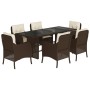 Set comedor de jardín 7 pzas con cojines ratán sintético marrón de , Conjuntos de jardín - Ref: Foro24-3211882, Precio: 718,1...