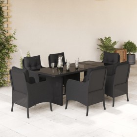 7-teiliges Garten-Essset und schwarze Kissen aus synthetischem Rattan von , Gartensets - Ref: Foro24-3211880, Preis: 691,62 €...