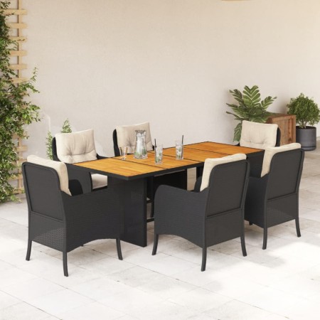 7-piece garden dining set and black synthetic rattan cushions by , Garden sets - Ref: Foro24-3211894, Price: 706,70 €, Discou...