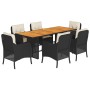 7-piece garden dining set and black synthetic rattan cushions by , Garden sets - Ref: Foro24-3211894, Price: 706,70 €, Discou...