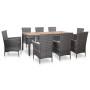 Set de comedor de jardín 9 pzas y cojines ratán sintético gris de vidaXL, Conjuntos de jardín - Ref: Foro24-46020, Precio: 83...