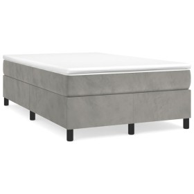 Cama box spring con colchón terciopelo gris claro 120x190 cm de , Camas y somieres - Ref: Foro24-3269703, Precio: 370,99 €, D...