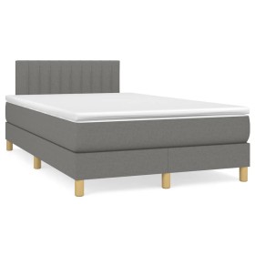 Cama box spring con colchón y LED tela marrón oscuro 120x190 cm de , Camas y somieres - Ref: Foro24-3270103, Precio: 388,99 €...