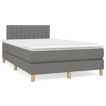 Cama box spring con colchón y LED tela marrón oscuro 120x190 cm de , Camas y somieres - Ref: Foro24-3270103, Precio: 383,76 €...