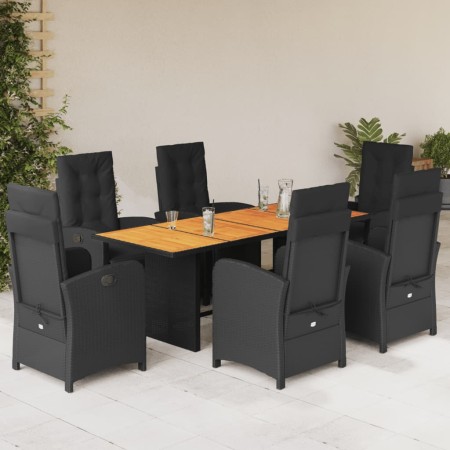 Set de comedor de jardín 7 pzas y cojines ratán sintético negro de , Conjuntos de jardín - Ref: Foro24-3212504, Precio: 1,00 ...