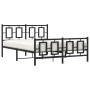 Black metal headboard and footboard bed frame 135x190 cm by , Beds and slatted bases - Ref: Foro24-374258, Price: 124,75 €, D...