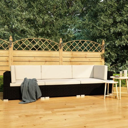 Set aus 3-teiligen Gartensofas und Kissen Kunstrattan schwarz von vidaXL, Gartensets - Ref: Foro24-47264, Preis: 241,99 €, Ra...