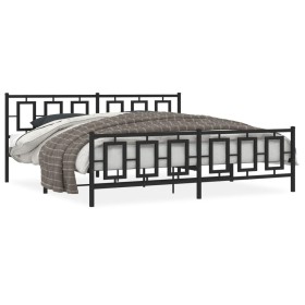 Black metal headboard and footboard bed frame 200x200 cm by , Beds and slatted bases - Ref: Foro24-374266, Price: 154,99 €, D...