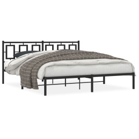 Bed frame with black metal headboard 180x200 cm by , Beds and slatted bases - Ref: Foro24-374245, Price: 122,06 €, Discount: %