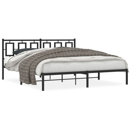 Estructura de cama con cabecero metal negro 180x200 cm de , Camas y somieres - Ref: Foro24-374245, Precio: 122,06 €, Descuent...