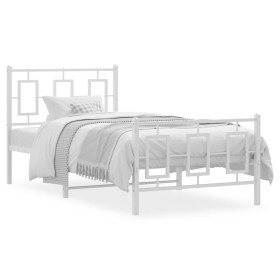 Metal bed frame with headboard and footboard white 90x190 cm by , Beds and slatted bases - Ref: Foro24-374300, Price: 84,99 €...