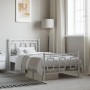 Metal bed frame with headboard and footboard white 90x190 cm by , Beds and slatted bases - Ref: Foro24-374300, Price: 84,59 €...