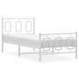 Metal bed frame with headboard and footboard white 90x190 cm by , Beds and slatted bases - Ref: Foro24-374300, Price: 84,59 €...