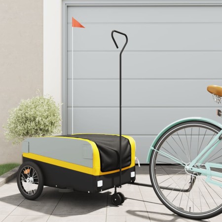 Black and yellow iron bicycle trailer 45 kg by , Bicycle trailers - Ref: Foro24-94071, Price: 85,99 €, Discount: %