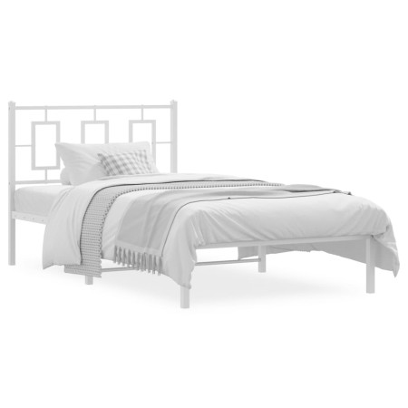 Metal bed frame with white headboard 100x200 cm by , Beds and slatted bases - Ref: Foro24-374285, Price: 75,00 €, Discount: %