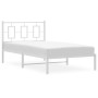 Metal bed frame with white headboard 100x200 cm by , Beds and slatted bases - Ref: Foro24-374285, Price: 75,00 €, Discount: %