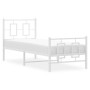 Metal bed frame with headboard and footboard white 75x190 cm by , Beds and slatted bases - Ref: Foro24-374298, Price: 75,54 €...