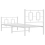 Metal bed frame with headboard and footboard white 75x190 cm by , Beds and slatted bases - Ref: Foro24-374298, Price: 75,54 €...