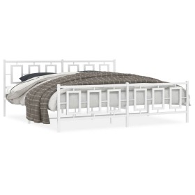 Estructura cama metal con cabecero y pie cama blanco 193x203 cm de , Camas y somieres - Ref: Foro24-374314, Precio: 151,99 €,...