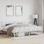 Metal bed frame with headboard and footboard white 193x203 cm by , Beds and slatted bases - Ref: Foro24-374314, Price: 151,65...