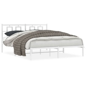 Estructura de cama con cabecero metal blanca 160x200 cm de , Camas y somieres - Ref: Foro24-374293, Precio: 109,99 €, Descuen...