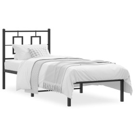 Estructura de cama con cabecero metal negro 80x200 cm de , Camas y somieres - Ref: Foro24-374232, Precio: 64,12 €, Descuento: %