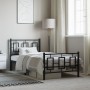 Bed frame with headboard and black metal footboard 100x190cm by , Beds and slatted bases - Ref: Foro24-374253, Price: 87,54 €...