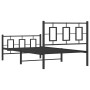 Bed frame with headboard and black metal footboard 100x190cm by , Beds and slatted bases - Ref: Foro24-374253, Price: 87,54 €...