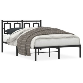 Bed frame with black metal headboard 120x200 cm by , Beds and slatted bases - Ref: Foro24-374239, Price: 102,47 €, Discount: %