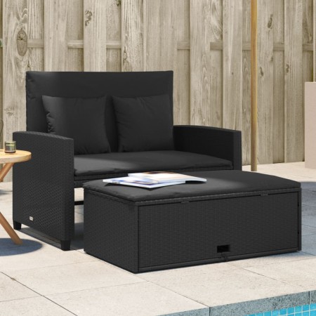 2-Sitzer-Gartensofa mit schwarzen synthetischen Rattankissen von , Outdoor-Sofas - Ref: Foro24-365132, Preis: 288,48 €, Rabat...