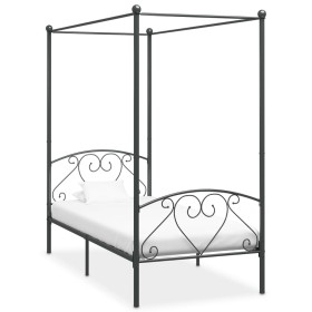 Gray metal canopy bed frame 90x200 cm by vidaXL, Beds and slatted bases - Ref: Foro24-284440, Price: 121,59 €, Discount: %