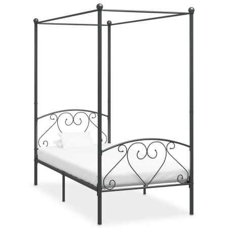 Estructura de cama con dosel metal gris 90x200 cm de vidaXL, Camas y somieres - Ref: Foro24-284440, Precio: 121,59 €, Descuen...