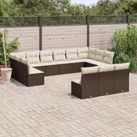 Garden sofa set with cushions 13 pieces brown PE rattan by , Garden sets - Ref: Foro24-3250232, Price: 767,65 €, Discount: %