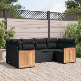 6-teiliges Gartensofa-Set und schwarze synthetische Rattankissen von , Gartensets - Ref: Foro24-3260340, Preis: 442,44 €, Rab...