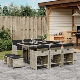 Garden dining set 11 pieces and gray synthetic rattan cushions by , Garden sets - Ref: Foro24-3211151, Price: 592,38 €, Disco...