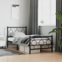 Bed frame with headboard and black metal footboard 90x200 cm by , Beds and slatted bases - Ref: Foro24-376237, Price: 79,28 €...