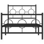 Bed frame with headboard and black metal footboard 90x200 cm by , Beds and slatted bases - Ref: Foro24-376237, Price: 79,28 €...