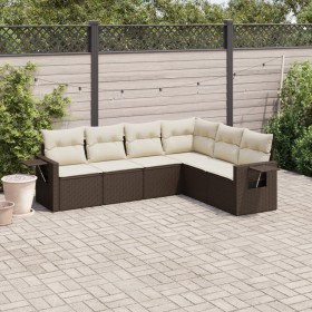 6-teiliges Gartensofa-Set und braune synthetische Rattankissen von , Gartensets - Ref: Foro24-3252550, Preis: 418,79 €, Rabat...