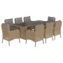 Set comedor de jardín 9 pzas con cojines ratán sintético beige de , Conjuntos de jardín - Ref: Foro24-3211889, Precio: 952,91...